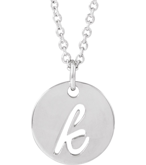 88227 Necklace Platinum Initial K 9.97 X 9.97 Mm 16-18 In Polished Script Initial Necklace
