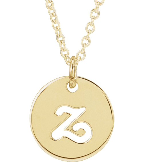 88227 Necklace 14K Yellow Initial Z 9.97 X 9.96 Mm 16-18 In Polished Script Initial Necklace