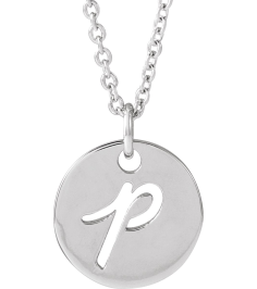 88227 Necklace Platinum Initial P 9.97 X 9.97 Mm 16-18 In Polished Script Initial Necklace