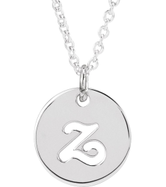 88227 Necklace 14K White Initial Z 9.97 X 9.96 Mm 16-18 In Polished Script Initial Necklace