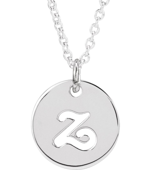 88227 Necklace 14K White Initial Z 9.97 X 9.96 Mm 16-18 In Polished Script Initial Necklace