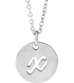 88227 Necklace Platinum Initial X 9.97 X 9.98 Mm 16-18 In Polished Script Initial Necklace