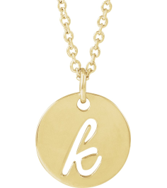 88227 Necklace 14K Yellow Initial K 9.97 X 9.97 Mm 16-18 In Polished Script Initial Necklace