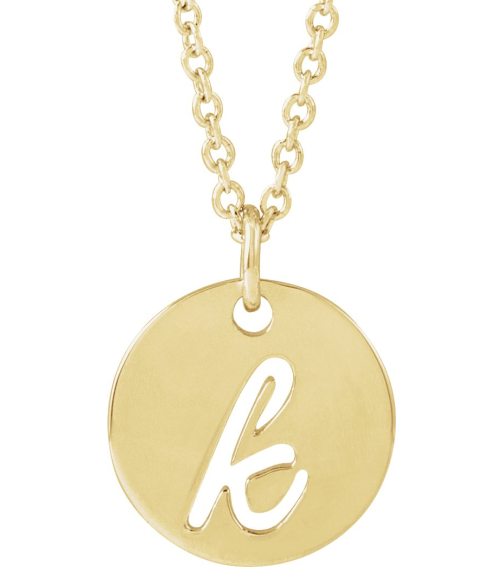 88227 Necklace 14K Yellow Initial K 9.97 X 9.97 Mm 16-18 In Polished Script Initial Necklace
