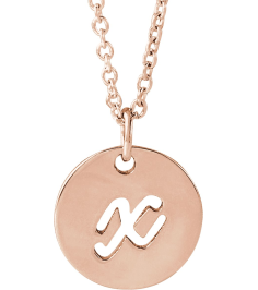 88227 Necklace 14K Rose Initial X 9.97 X 9.98 Mm 16-18 In Polished Script Initial Necklace