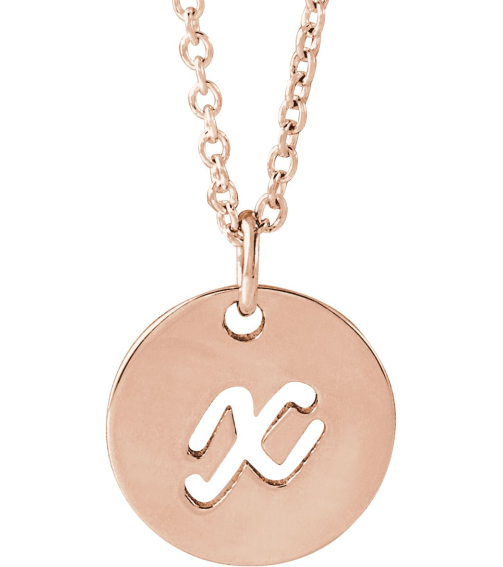 88227 Necklace 14K Rose Initial X 9.97 X 9.98 Mm 16-18 In Polished Script Initial Necklace