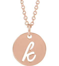 88227 Necklace 14K Rose Initial K 9.97 X 9.97 Mm 16-18 In Polished Script Initial Necklace