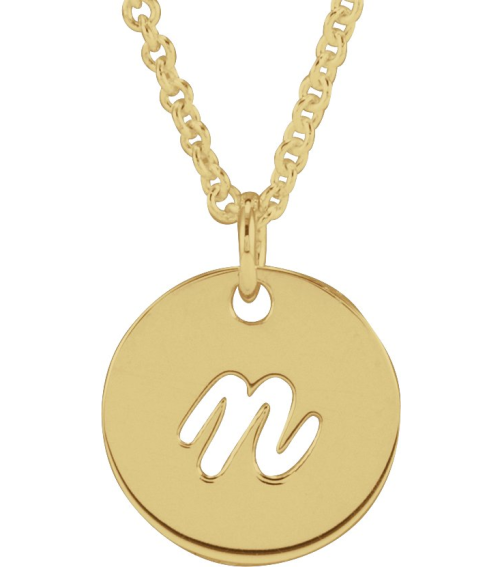 88227 Necklace 14K Yellow Initial N 9.97 X 9.97 Mm 16-18 In Polished Script Initial Necklace
