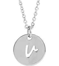 88227 Necklace Platinum Initial V 12.52 X 10 Mm 16-18 In Polished Script Initial Necklace