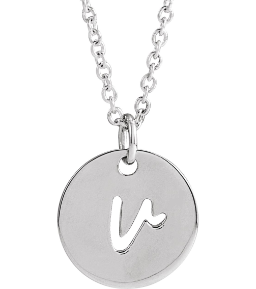 88227 Necklace Platinum Initial V 12.52 X 10 Mm 16-18 In Polished Script Initial Necklace