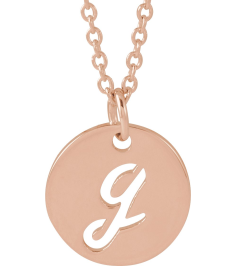 88227 Necklace 14K Rose Initial G 9.97 X 9.97 Mm 16-18 In Polished Script Initial Necklace