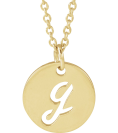88227 Necklace 14K Yellow Initial G 9.97 X 9.97 Mm 16-18 In Polished Script Initial Necklace