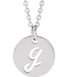88227 Necklace Platinum Initial G 9.97 X 9.97 Mm 16-18 In Polished Script Initial Necklace