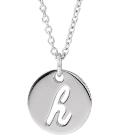 88227 Necklace 14K White Initial H 9.97 X 9.97 Mm 16-18 In Polished Script Initial Necklace