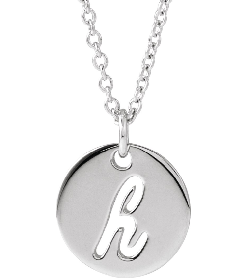 88227 Necklace 14K White Initial H 9.97 X 9.97 Mm 16-18 In Polished Script Initial Necklace