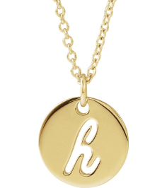 88227 Necklace 14K Yellow Initial H 9.97 X 9.97 Mm 16-18 In Polished Script Initial Necklace