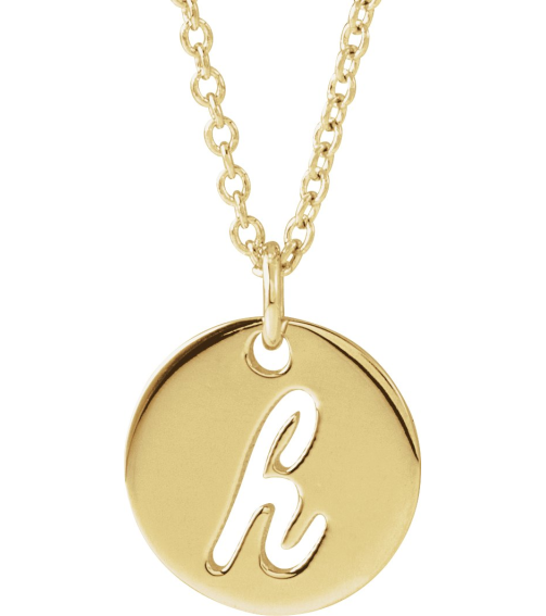 88227 Necklace 14K Yellow Initial H 9.97 X 9.97 Mm 16-18 In Polished Script Initial Necklace