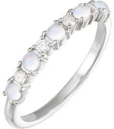 72346 Ring Set Platinum Natural Rainbow Moonstone Round 2.5 Mm Natural Diamond Polished Cabochon Natural Rainbow Moonstone And 18 Ctw Natural Diamond Ring