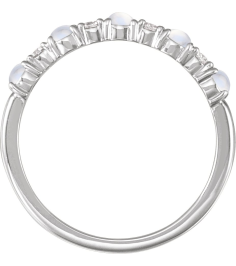 72346 Ring Set Platinum Natural Rainbow Moonstone Round 2.5 Mm Natural Diamond Polished Cabochon Natural Rainbow Moonstone And 18 Ctw Natural Diamond Ring