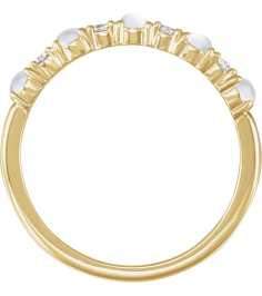 72346 Ring Set 14K Yellow Natural Rainbow Moonstone Round 2.5 Mm Natural Diamond Polished Cabochon Natural Rainbow Moonstone And 18 Ctw Natural Diamond Ring