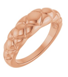 57794 Ring 14K Rose Polished Quilted Petite Dome Ring