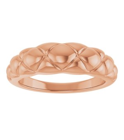 57794 Ring 14K Rose Polished Quilted Petite Dome Ring