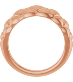 57794 Ring 14K Rose Polished Quilted Petite Dome Ring