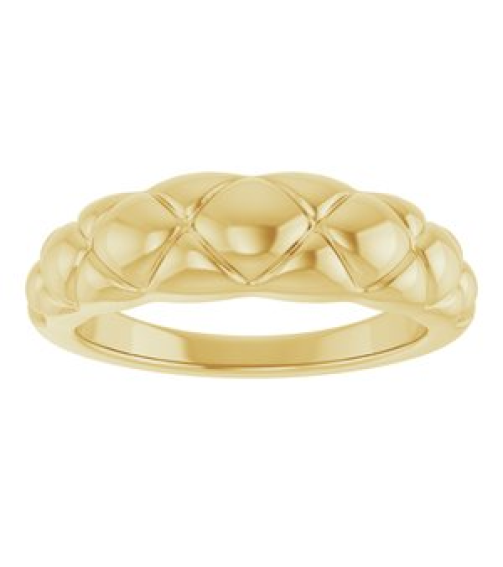 57794 Ring 14K Yellow Polished Quilted Petite Dome Ring