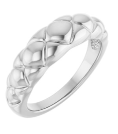 57794 Ring 14K White Polished Quilted Petite Dome Ring