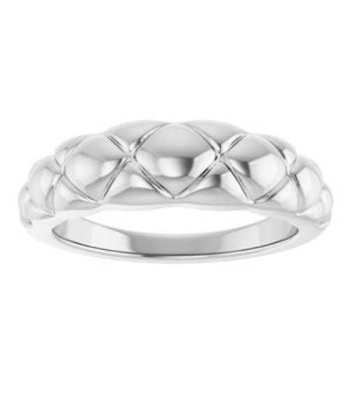 57794 Ring 14K White Polished Quilted Petite Dome Ring
