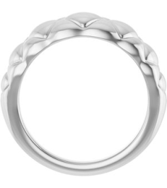 57794 Ring Platinum Polished Quilted Petite Dome Ring