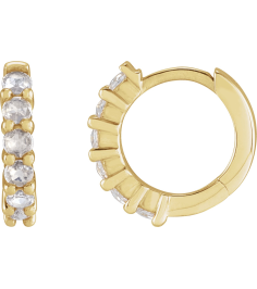 87181 Earring Set 14K Yellow 12.21 Mm 2.32 Mm Natural Diamond Round 2Mm 18 Ctw Vs1-Si1, Ghi Each Hinged Polished 18 Ctw Natural Rose-Cut Diamond Hinged Hoop Earring