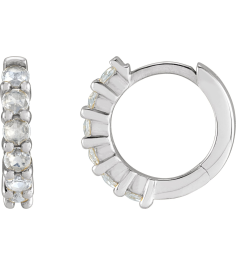 87181 Earring Set 14K White 12.21 Mm 2.32 Mm Natural Diamond Round 2Mm 18 Ctw Vs1-Si1, Ghi Each Hinged Polished 18 Ctw Natural Rose-Cut Diamond Hinged Hoop Earring