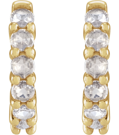 87181 Earring Set 14K Yellow 12.21 Mm 2.32 Mm Natural Diamond Round 2Mm 15 Ctw Vs1-Si1, Ghi Pair Hinged Polished 15 Ctw Natural Rose-Cut Diamond Hinged Hoop Earrings