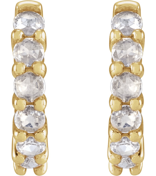 87181 Earring Set 14K Yellow 12.21 Mm 2.32 Mm Natural Diamond Round 2Mm 15 Ctw Vs1-Si1, Ghi Pair Hinged Polished 15 Ctw Natural Rose-Cut Diamond Hinged Hoop Earrings