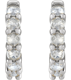 87181 Earring Set 14K White 12.21 Mm 2.32 Mm Natural Diamond Round 2Mm 15 Ctw Vs1-Si1, Ghi Pair Hinged Polished 15 Ctw Natural Rose-Cut Diamond Hinged Hoop Earrings