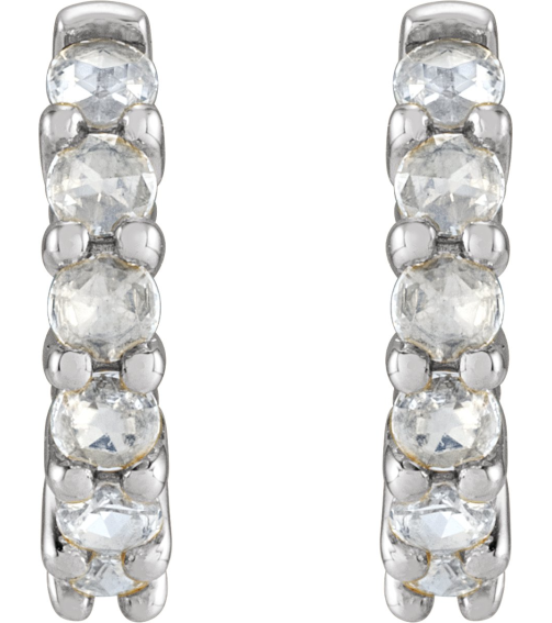 87181 Earring Set 14K White 12.21 Mm 2.32 Mm Natural Diamond Round 2Mm 15 Ctw Vs1-Si1, Ghi Pair Hinged Polished 15 Ctw Natural Rose-Cut Diamond Hinged Hoop Earrings