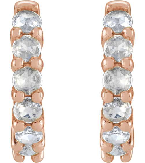 87181 Earring Set 14K Rose 12.21 Mm 2.32 Mm Natural Diamond Round 2Mm 15 Ctw Vs1-Si1, Ghi Pair Hinged Polished 15 Ctw Natural Rose-Cut Diamond Hinged Hoop Earrings