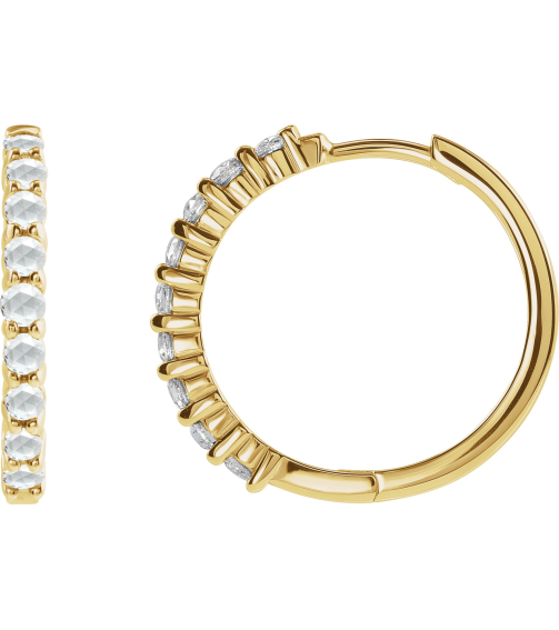 87181 Earring Set 14K Yellow 20 Mm 2.32 Mm Natural Diamond Round 2Mm 16 Ctw Vs1-Si1, Ghi Each Hinged Polished 16 Ctw Natural Rose-Cut Diamond Hinged Hoop Earring