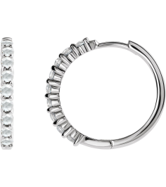 87181 Earring Set 14K White 20 Mm 2.32 Mm Natural Diamond Round 2Mm 16 Ctw Vs1-Si1, Ghi Each Hinged Polished 16 Ctw Natural Rose-Cut Diamond Hinged Hoop Earring