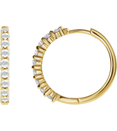 87181 Earring Set 14K Yellow 20 Mm 2.32 Mm Natural Diamond Round 2Mm 13 Ctw Vs1-Si1, Ghi Pair Hinged Polished 13 Ctw Natural Rose-Cut Diamond Hinged Hoop Earrings