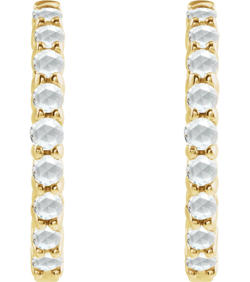 87181 Earring Set 14K Yellow 20 Mm 2.32 Mm Natural Diamond Round 2Mm 13 Ctw Vs1-Si1, Ghi Pair Hinged Polished 13 Ctw Natural Rose-Cut Diamond Hinged Hoop Earrings