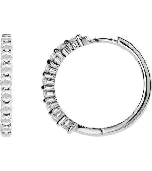 87181 Earring Set 14K White 20 Mm 2.32 Mm Natural Diamond Round 2Mm 13 Ctw Vs1-Si1, Ghi Pair Hinged Polished 13 Ctw Natural Rose-Cut Diamond Hinged Hoop Earrings