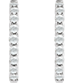 87181 Earring Set 14K White 20 Mm 2.32 Mm Natural Diamond Round 2Mm 13 Ctw Vs1-Si1, Ghi Pair Hinged Polished 13 Ctw Natural Rose-Cut Diamond Hinged Hoop Earrings