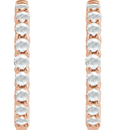 87181 Earring Set 14K Rose 20 Mm 2.32 Mm Natural Diamond Round 2Mm 13 Ctw Vs1-Si1, Ghi Pair Hinged Polished 13 Ctw Natural Rose-Cut Diamond Hinged Hoop Earrings
