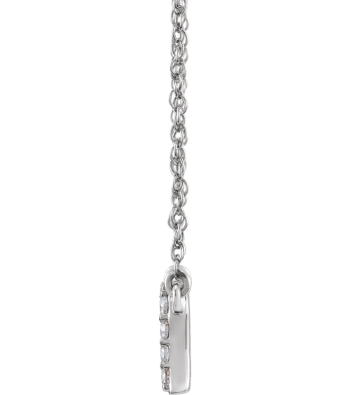 688936 Necklace Set 14K White Initial A Natural Diamond Round 1.4 Mm I1, H+ 18 Ctw 16 In Polished 18 Ctw Natural Diamond Lowercase Initial Necklace