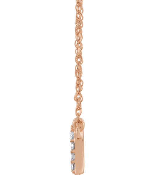 688936 Necklace Set 14K Rose Initial A Natural Diamond Round 1.4 Mm I1, H+ 18 Ctw 16 In Polished 18 Ctw Natural Diamond Lowercase Initial Necklace