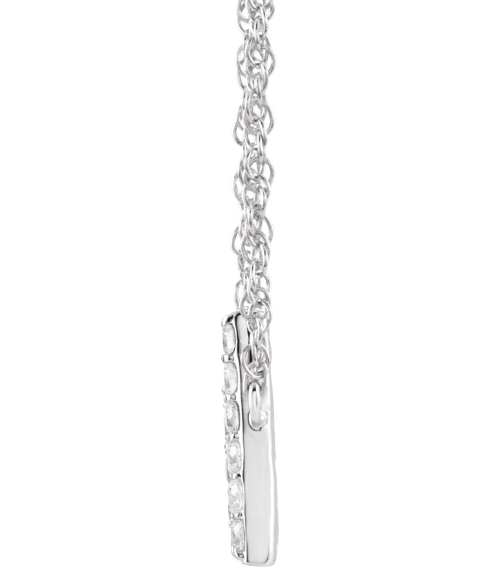 688936 Necklace Set 14K White Initial D Natural Diamond Round 1.4 Mm I1, H+ 18 Ctw 16 In Polished 18 Ctw Natural Diamond Lowercase Initial Necklace