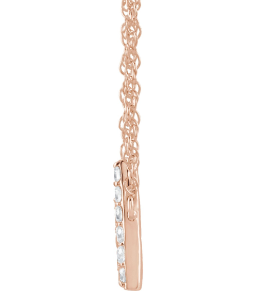 688936 Necklace Set 14K Rose Initial D Natural Diamond Round 1.4 Mm I1, H+ 18 Ctw 16 In Polished 18 Ctw Natural Diamond Lowercase Initial Necklace