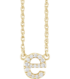 688936 Necklace Set 14K Yellow Initial E Natural Diamond Round 1.3 Mm I1, H+ 0.08 Ctw 16 In Polished .08 Ctw Natural Diamond Lowercase Initial Necklace